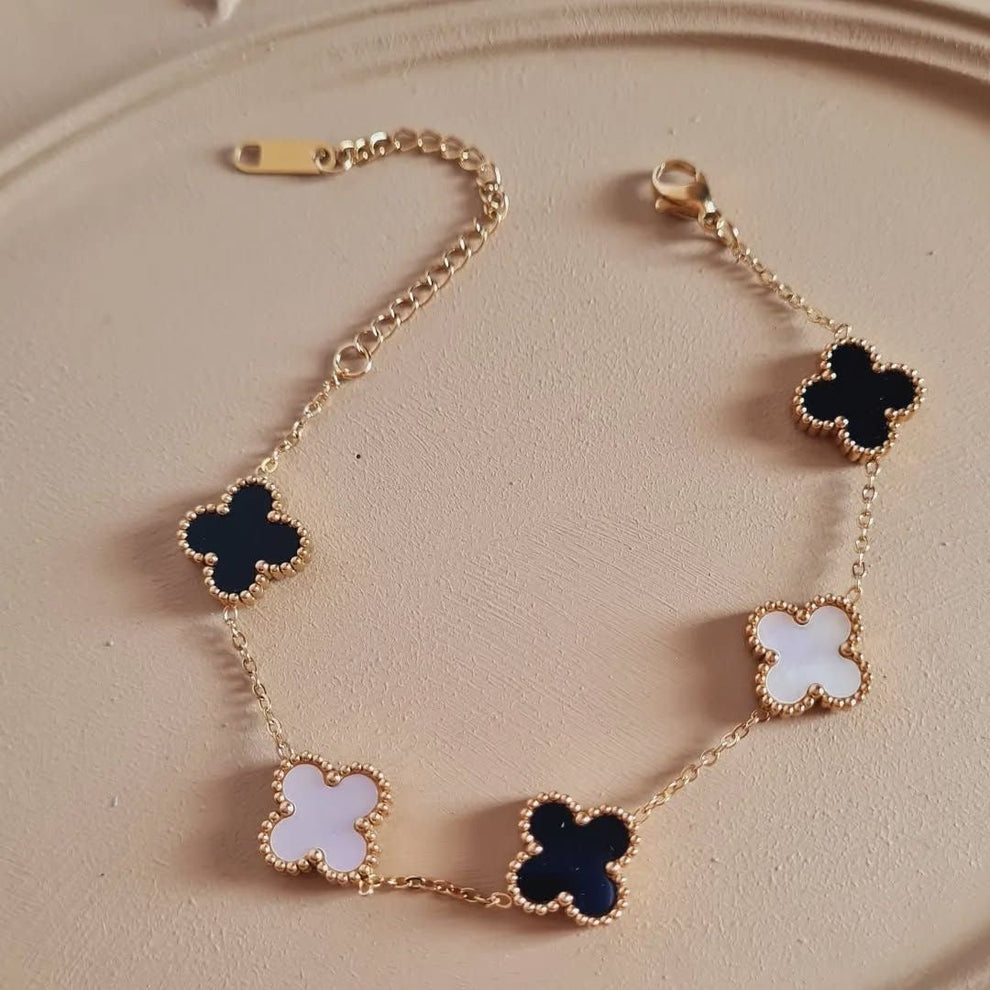 5 Clove Bracelet stainless steel Doubel Side Clover Braslet (free gift)
