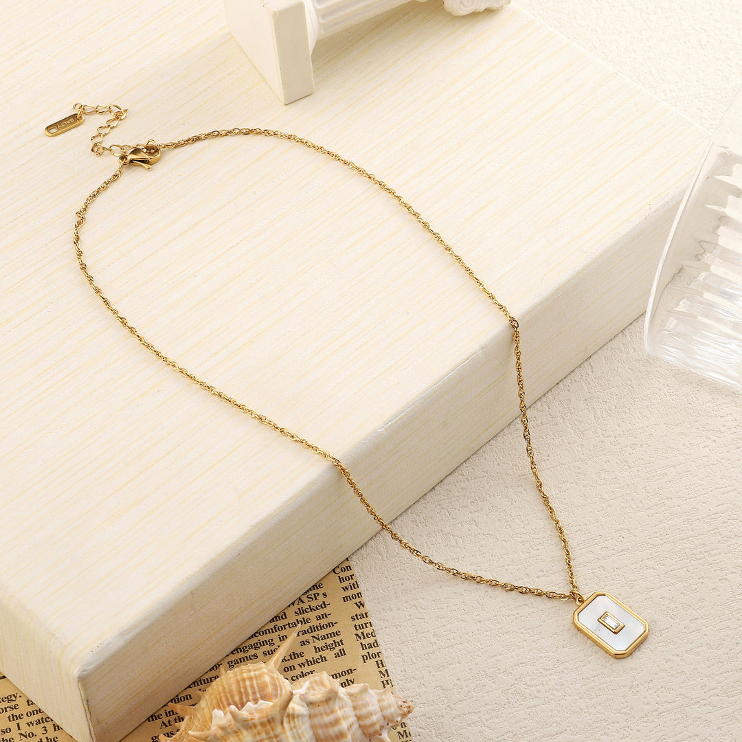 Vintage White Enamel Charm Necklace stainless Steel High Quality