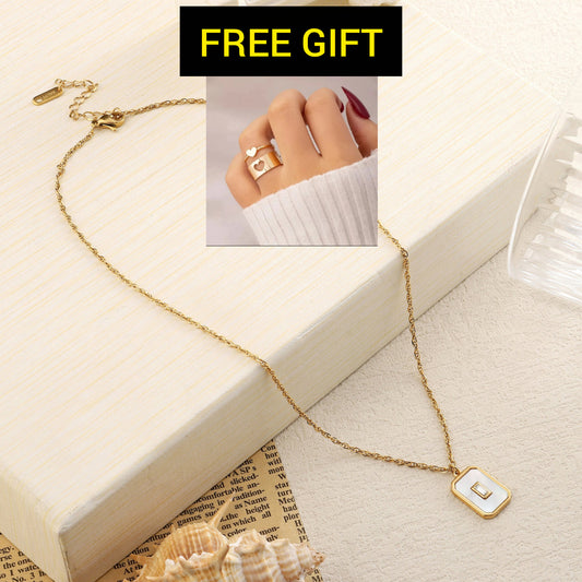 Vintage White Enamel Charm Necklace stainless Steel High Quality