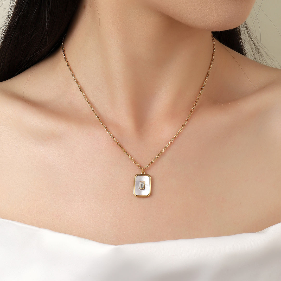 Vintage White Enamel Charm Necklace stainless Steel High Quality